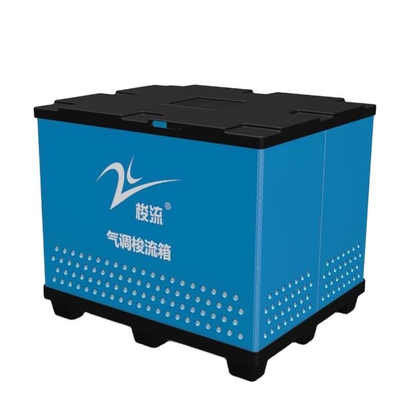 プラスチック縁材箱のCoreflute折りたたみプラスチック パレット箱に荷を積む青い300kg